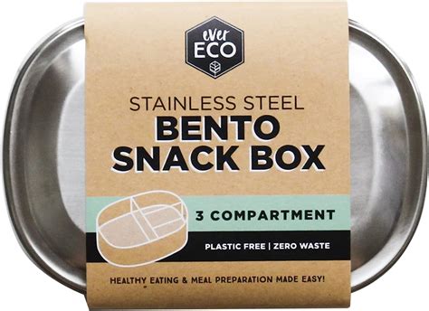 Ever Eco Stainless Steel Bento Snack Box 3 Compartments, 580 